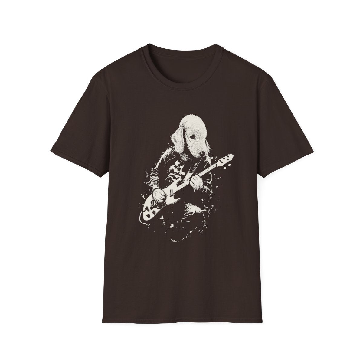 Bedlington Terrier Rocking Guitar Tee - Dark Chocolate