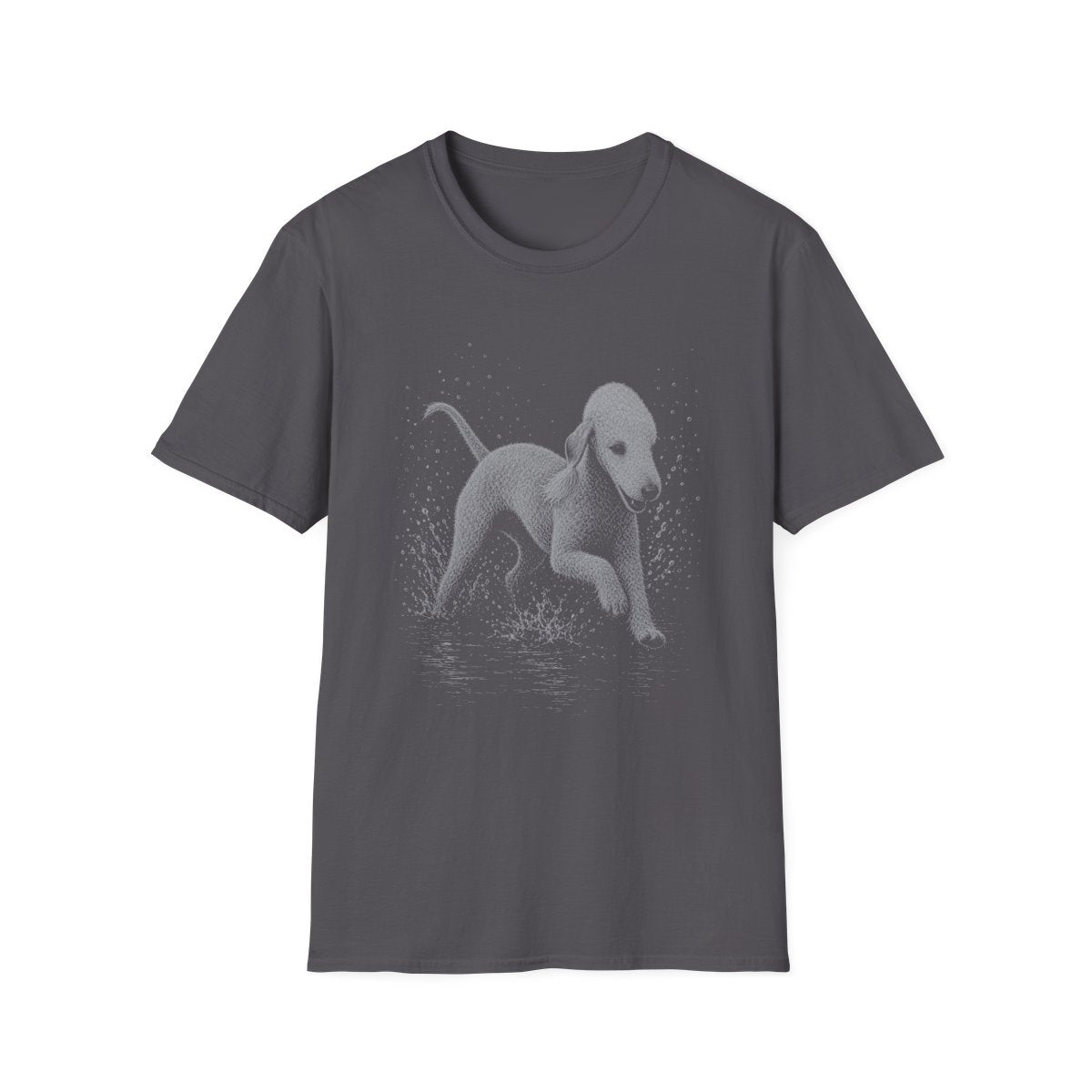 Bedlington Terrier Water Run Tee - Charcoal