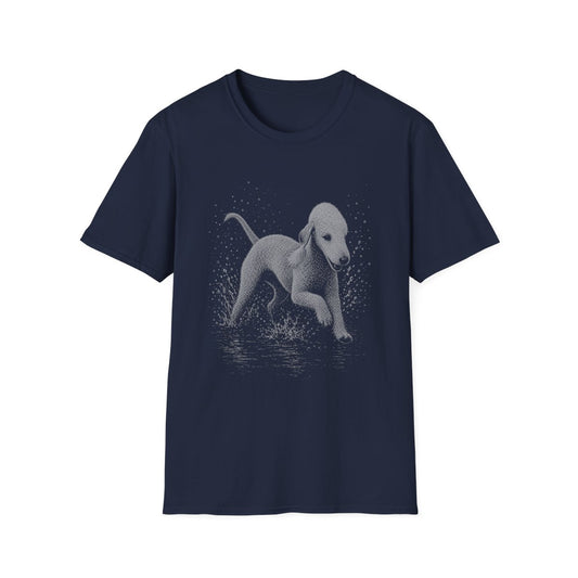 Bedlington Terrier Water Run Tee - Navy