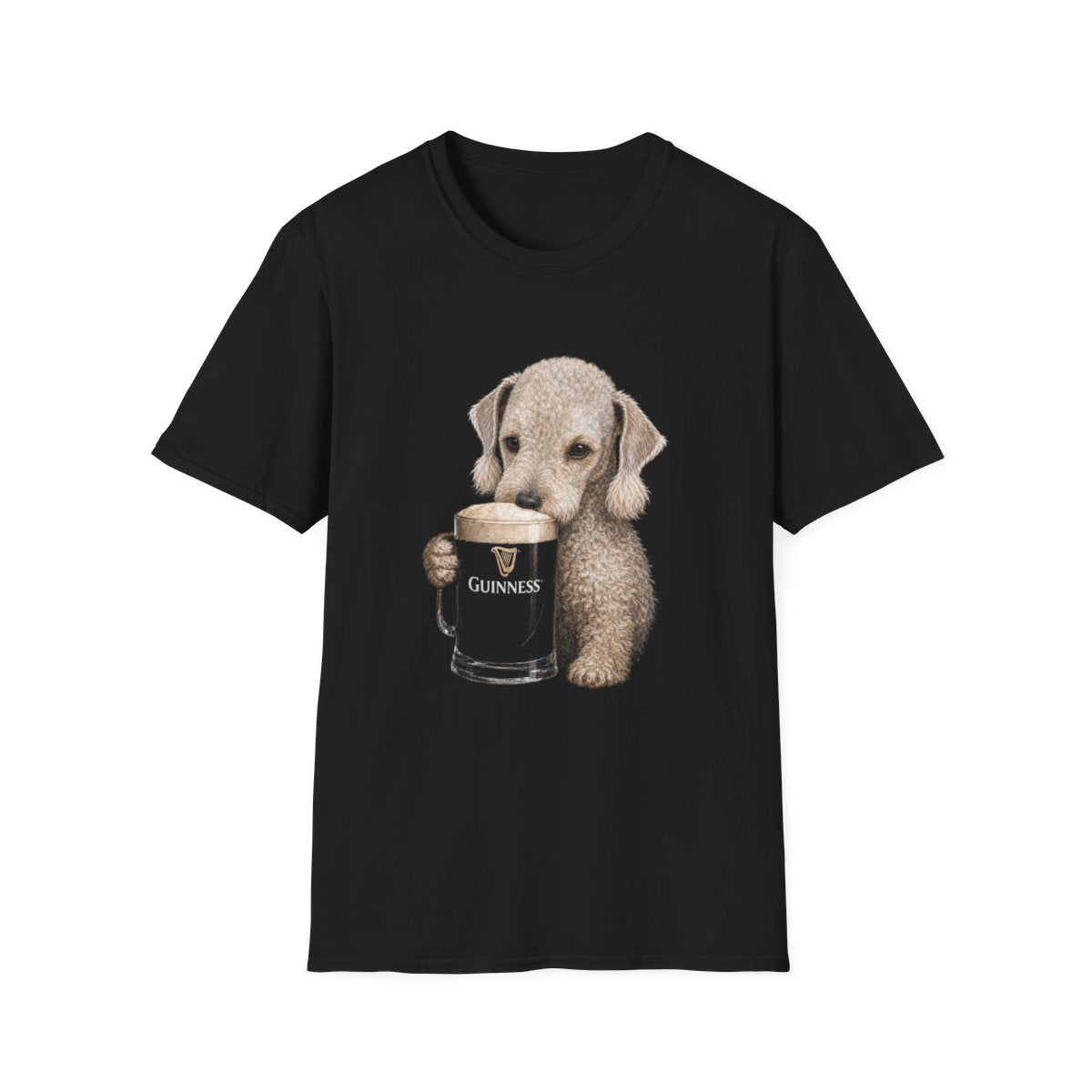 Bedlington Terrier With A Pint Tee - Black