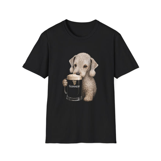 Bedlington Terrier With A Pint Tee - Black