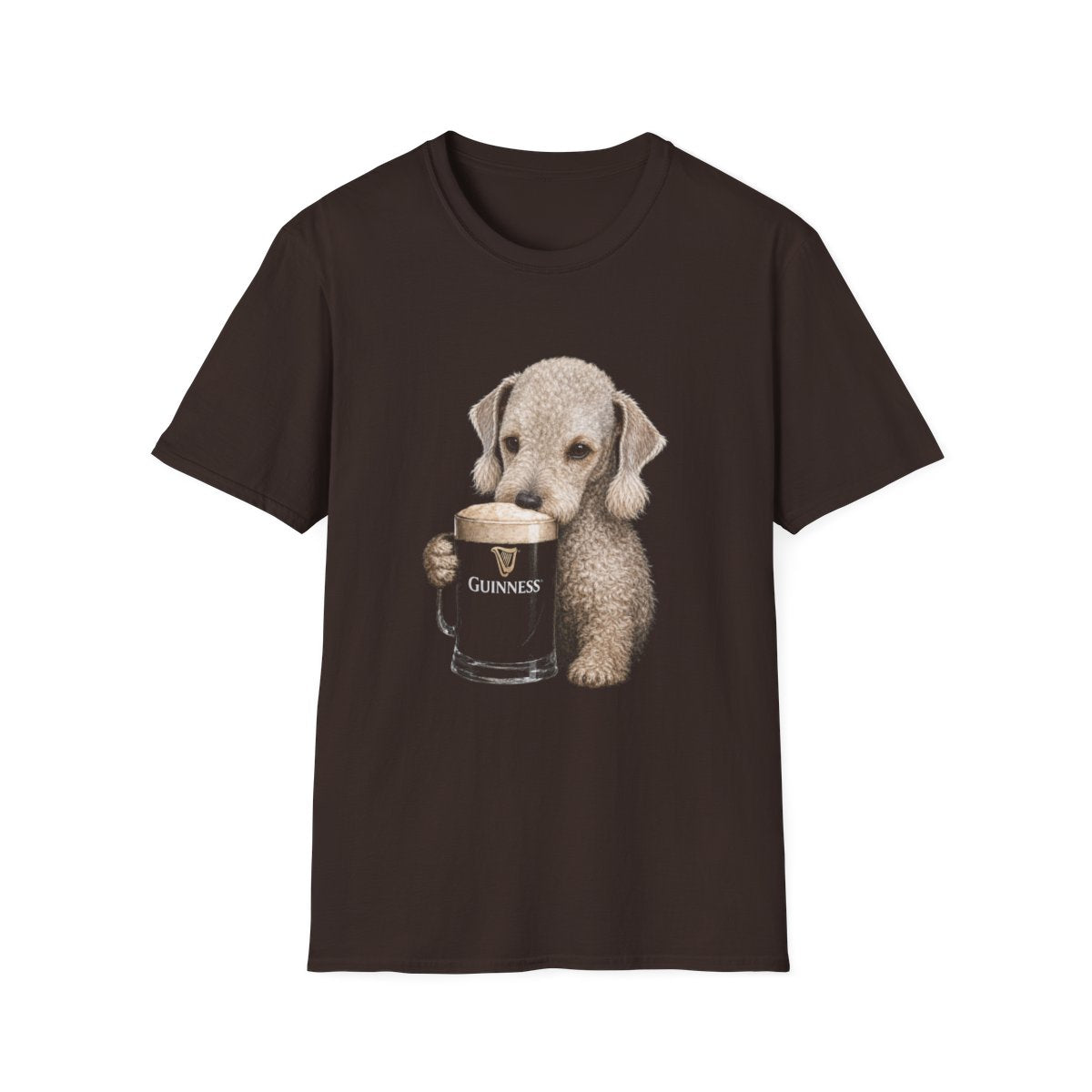 Bedlington Terrier With A Pint Tee - Dark Chocolate