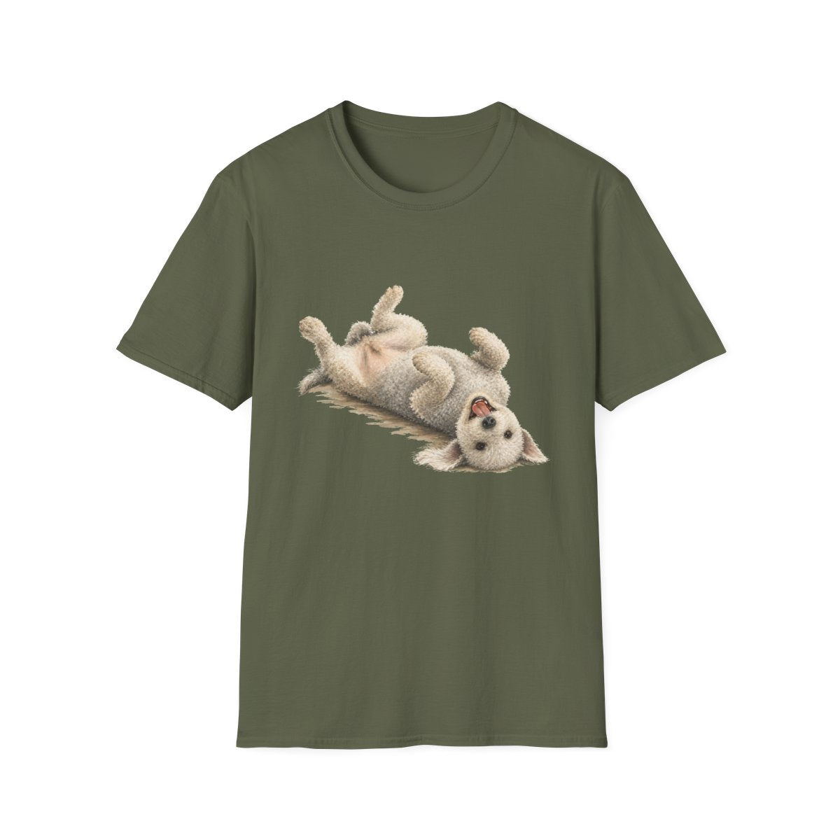Belly Rubs Bedlington Terrier Tee - Military Green