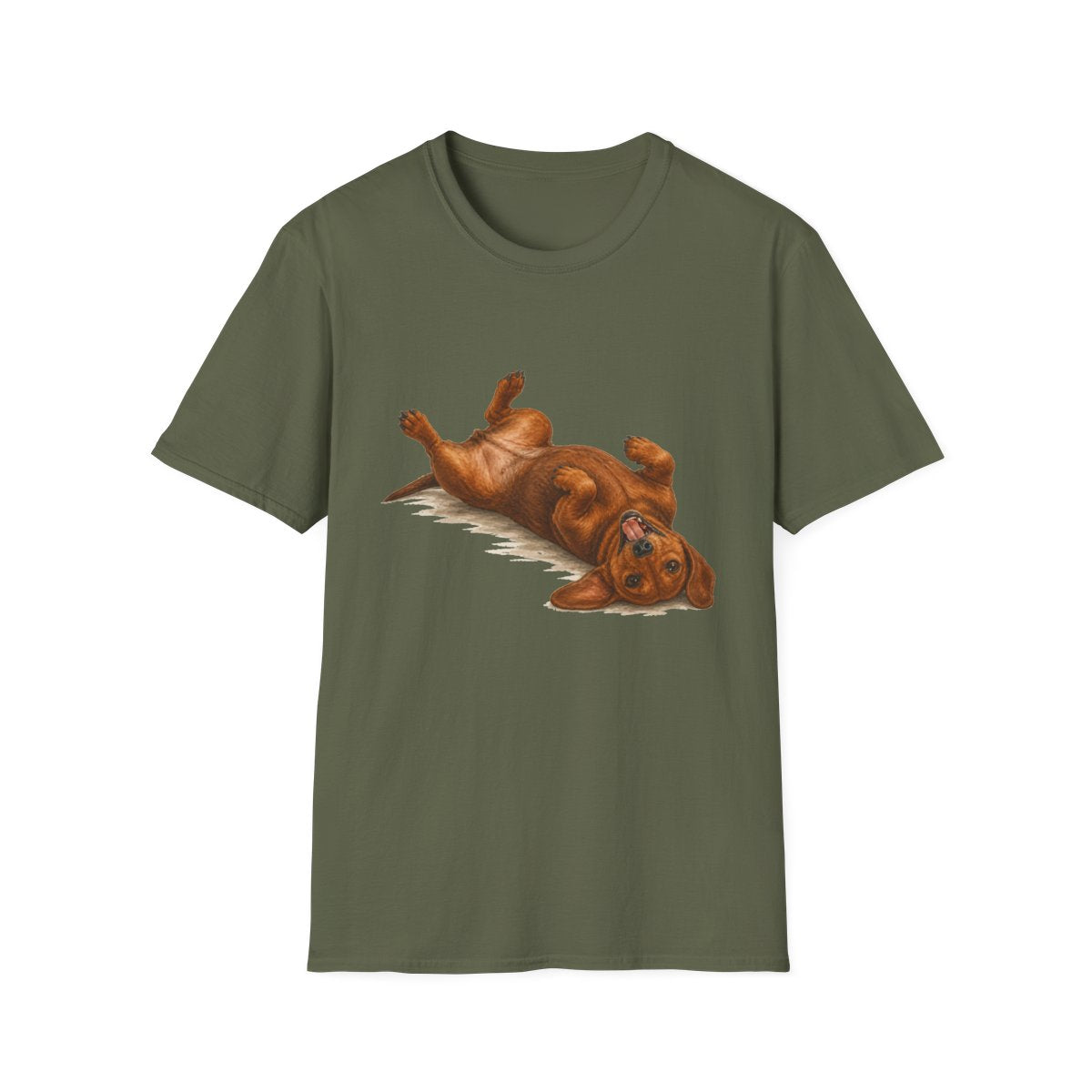 Belly Rubs Dachshund Tee - Military Green