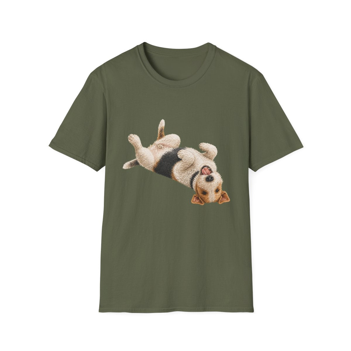 Belly Rubs Wire Fox Terrier Tee - Military Green
