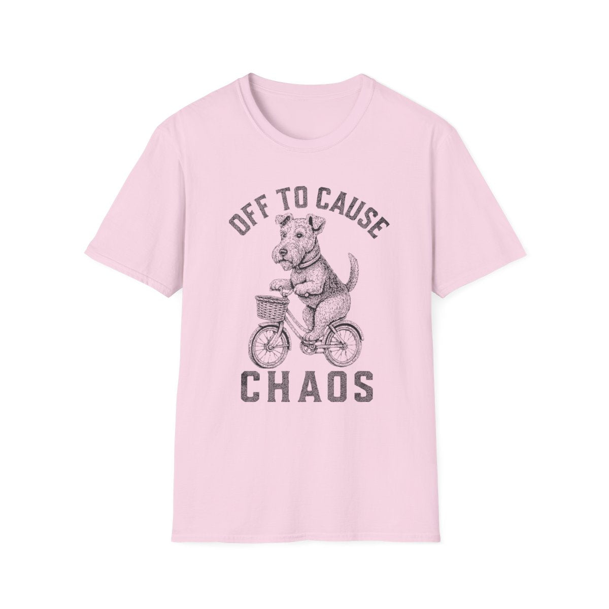 Bicycle Airedale Terrier Tee - Light Pink