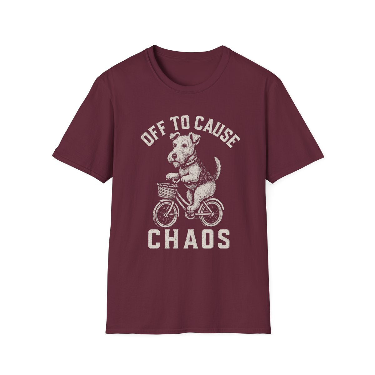 Bicycle Airedale Terrier Tee - Maroon