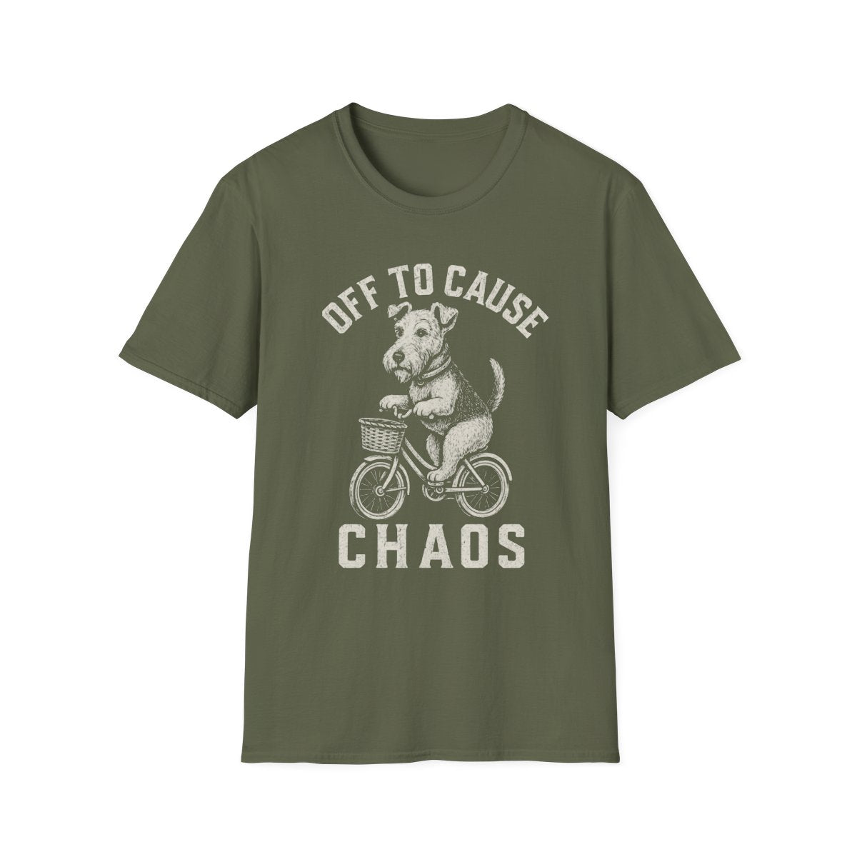Bicycle Airedale Terrier Tee - Military Green