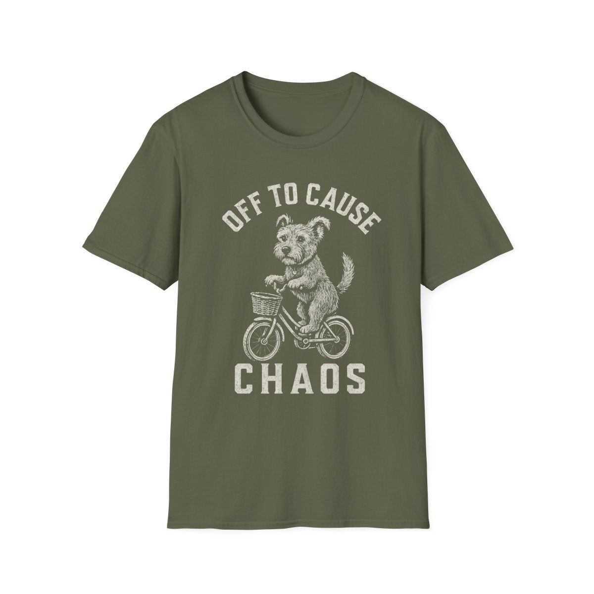 Bicycle Border Terrier Tee - Military Green