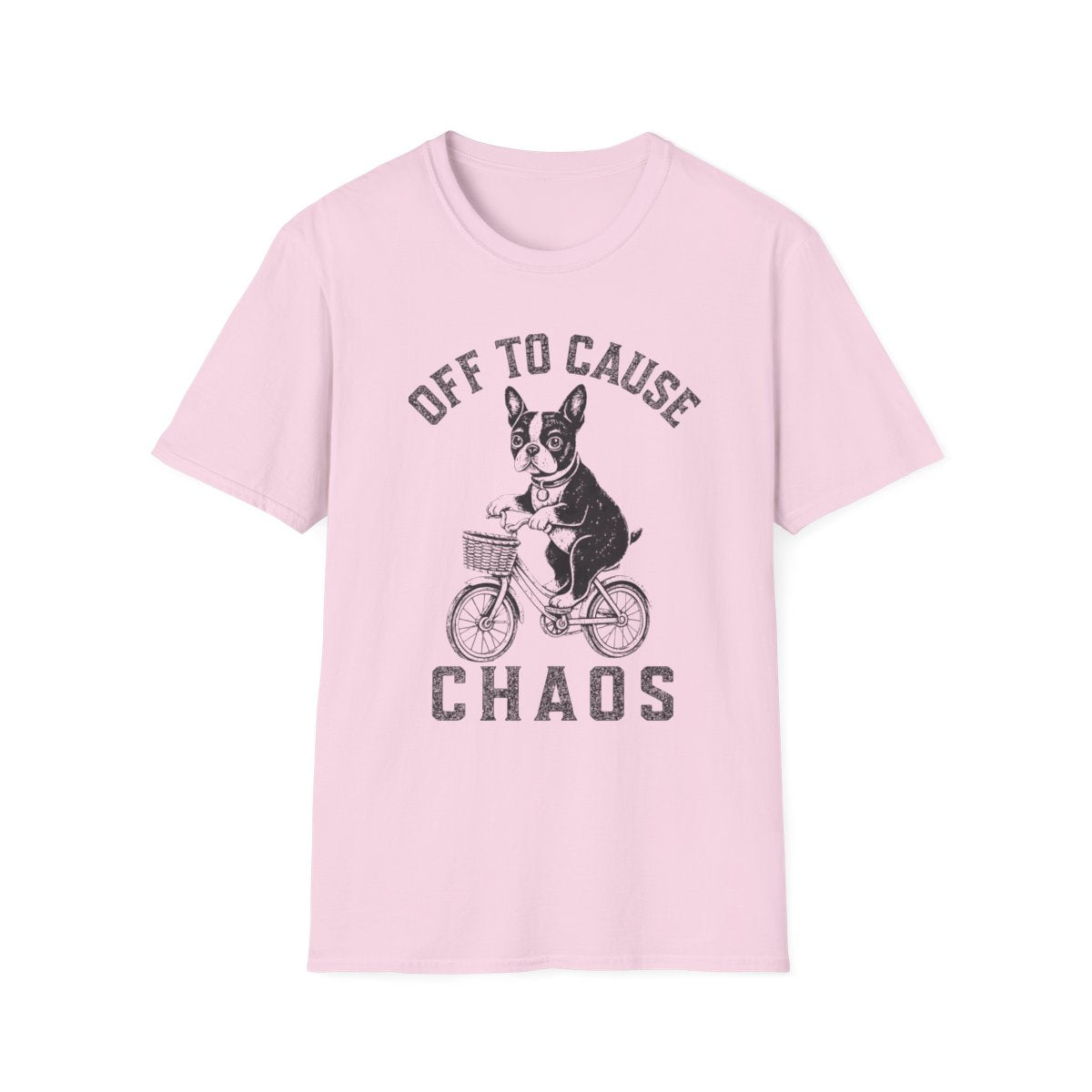 Bicycle Boston Terrier Tee - Light Pink