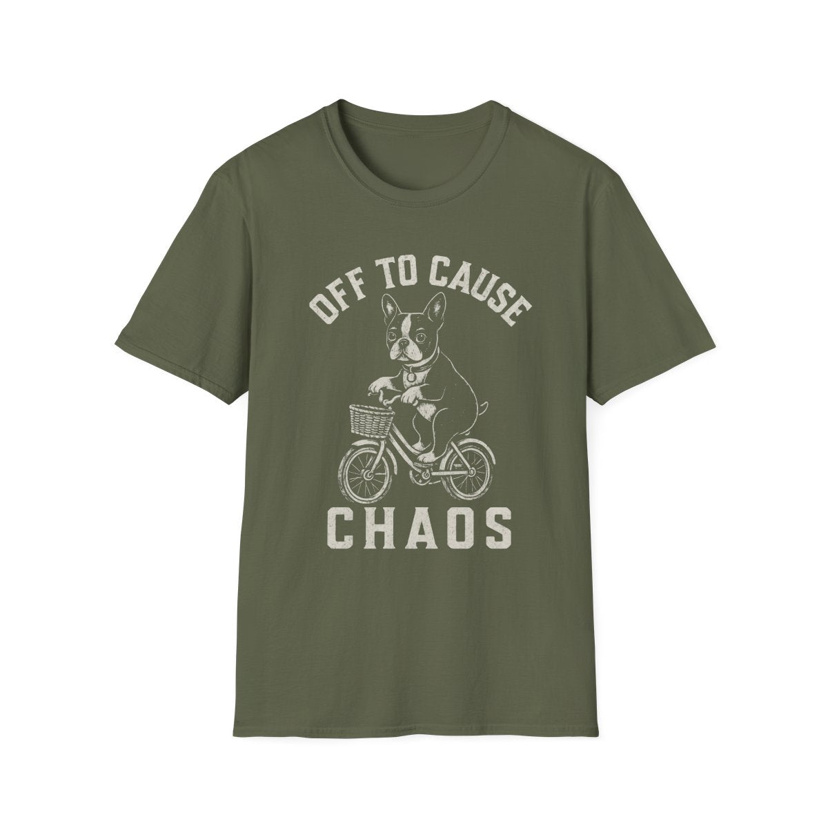 Bicycle Boston Terrier Tee - Military Green
