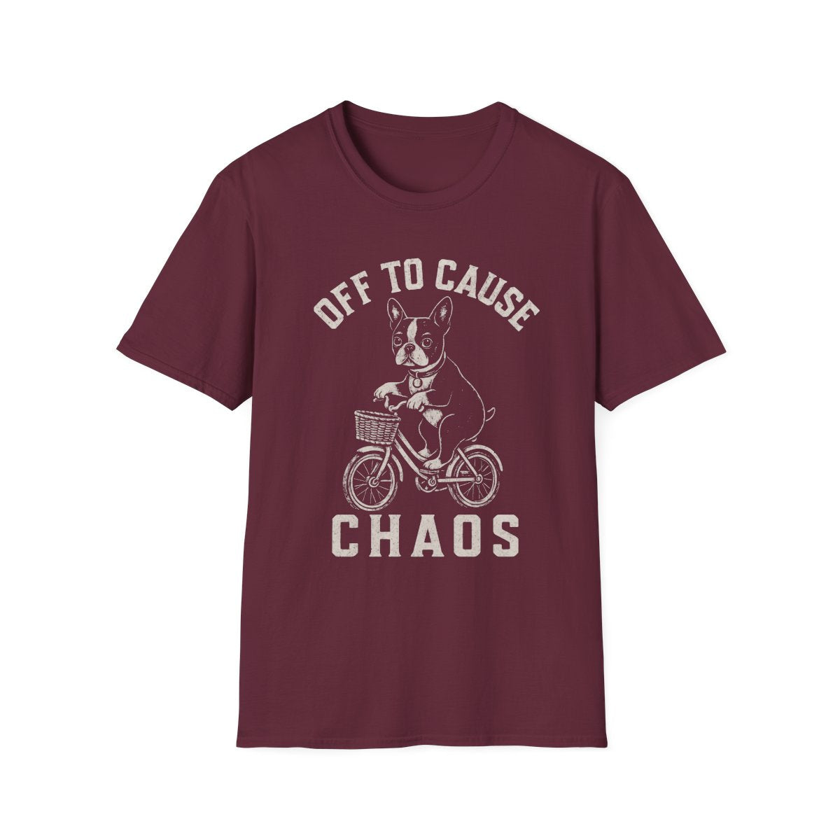 Bicycle Boston Terrier Tee - Maroon