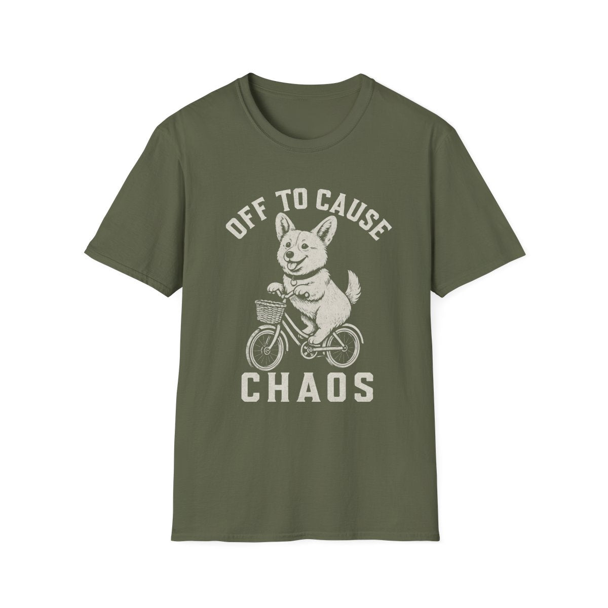 Bicycle Corgi Tee - Military Green