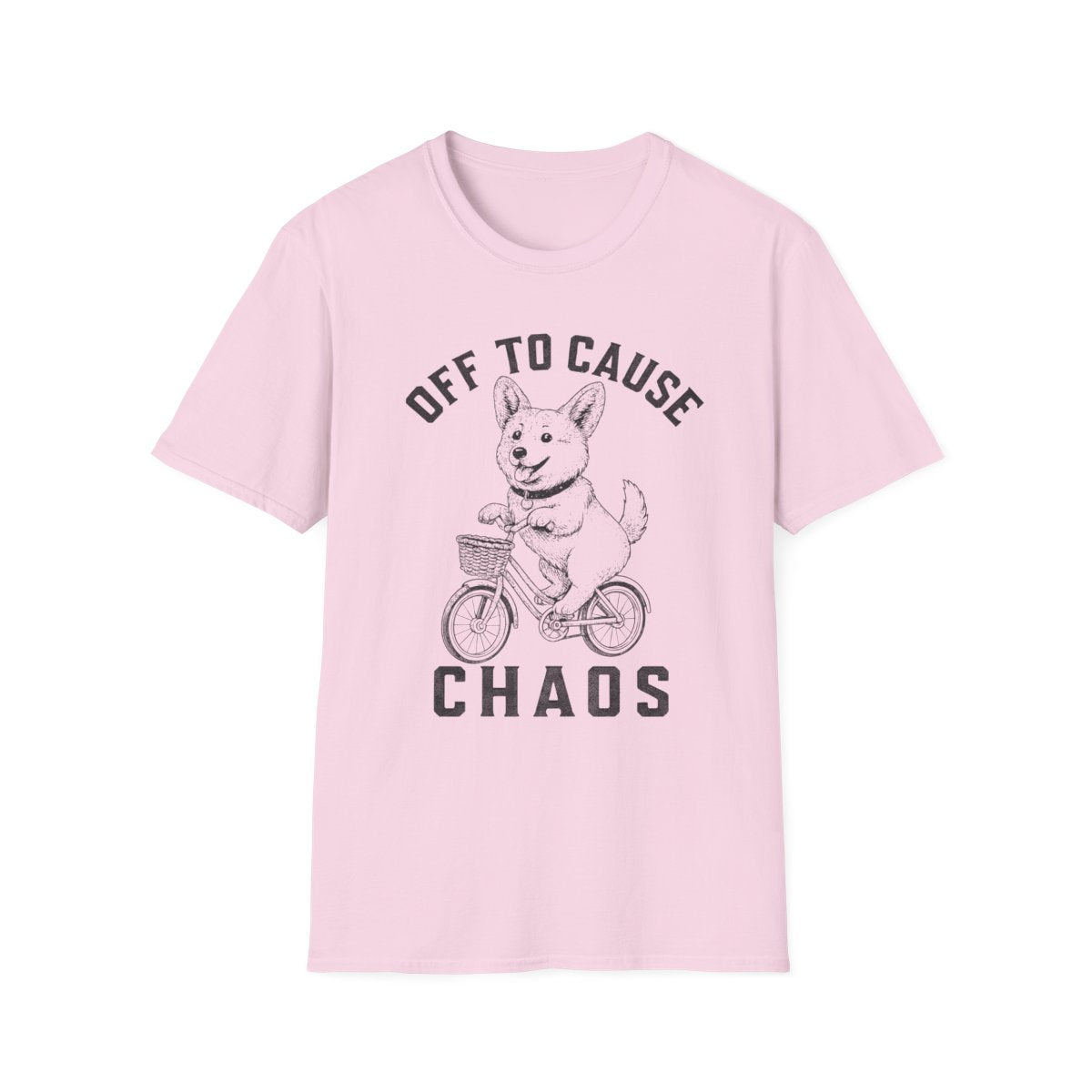 Bicycle Corgi Tee - Light Pink
