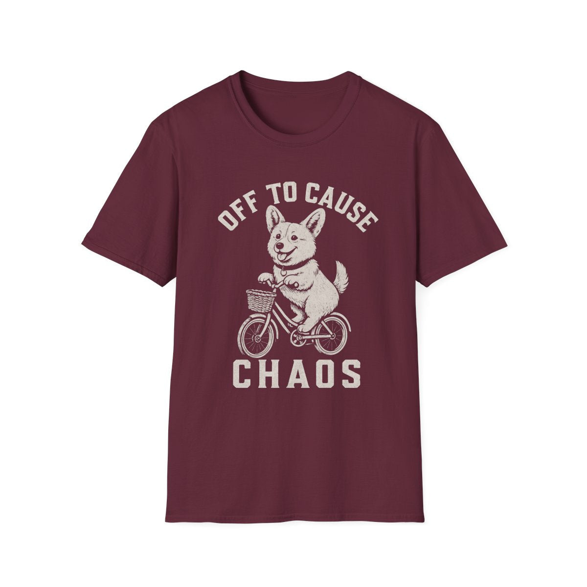 Bicycle Corgi Tee - Maroon