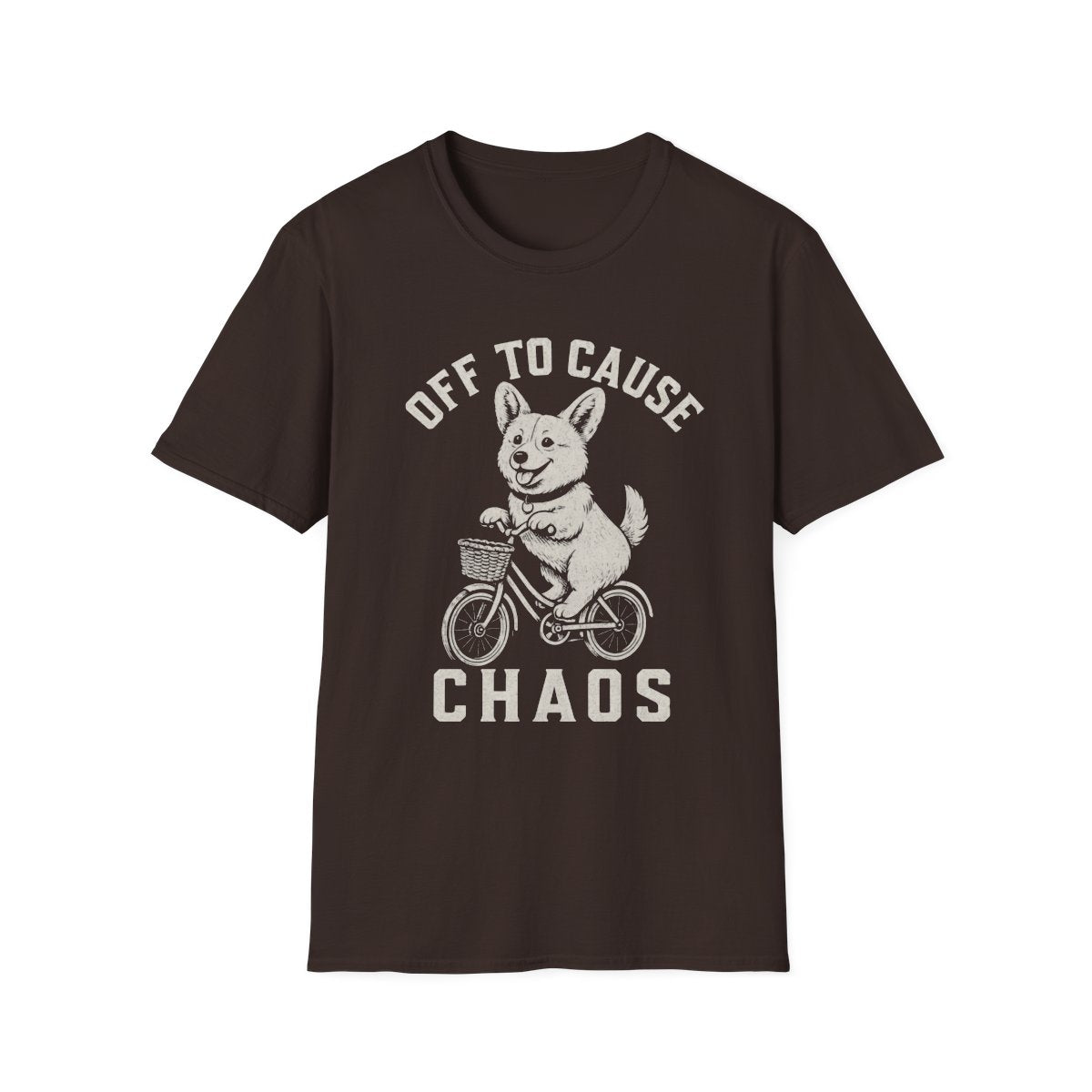 Bicycle Corgi Tee - Dark Chocolate