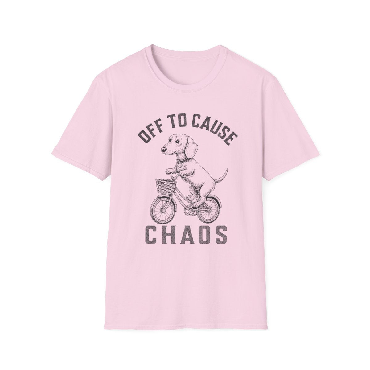 Bicycle Dachshund Tee - Light Pink