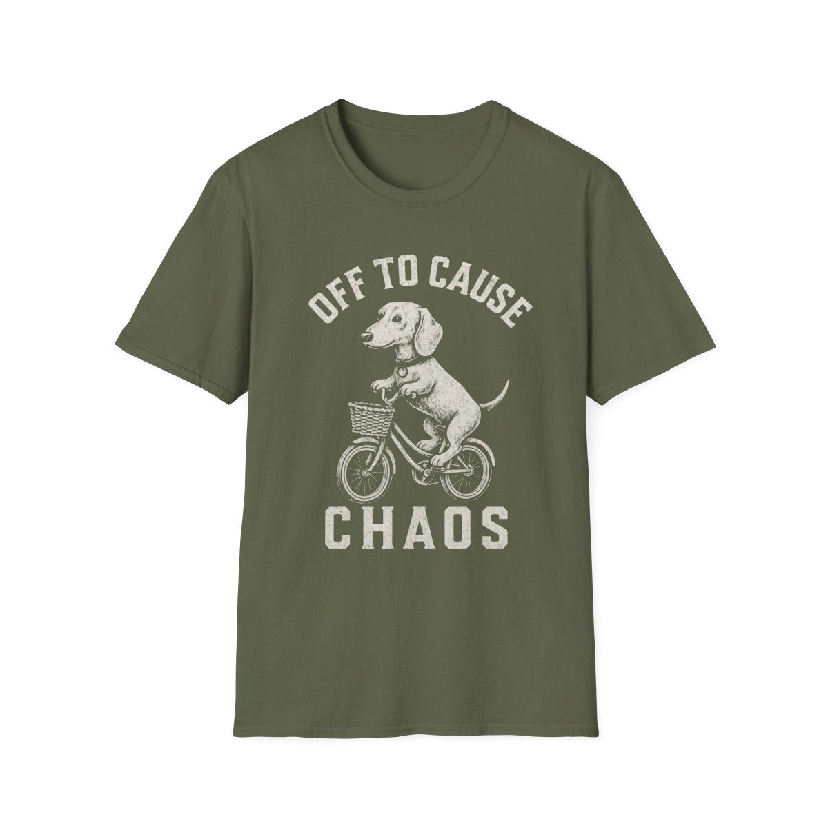 Bicycle Dachshund Tee - Military Green