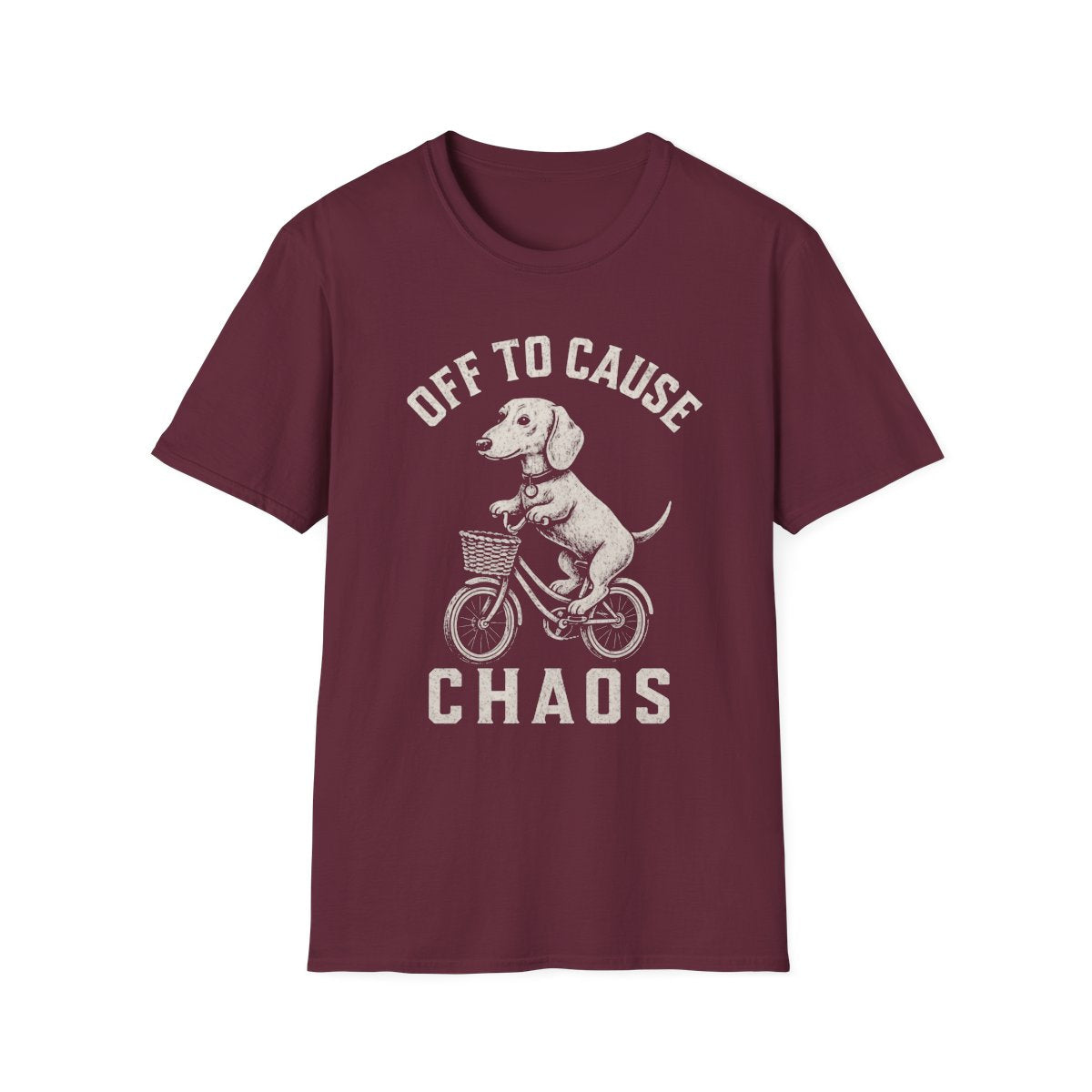 Bicycle Dachshund Tee - Maroon