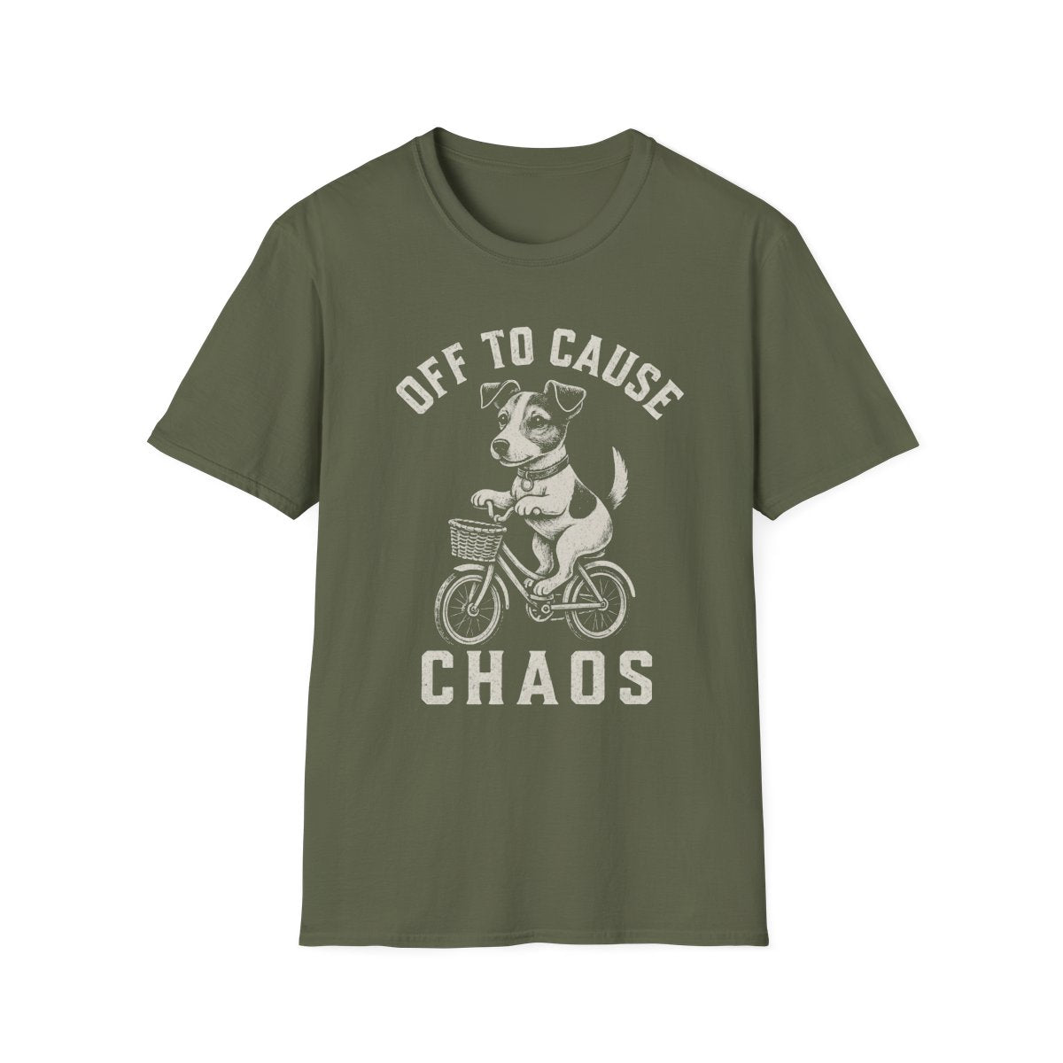 Bicycle Jack Russell Terrier Tee - Military Green