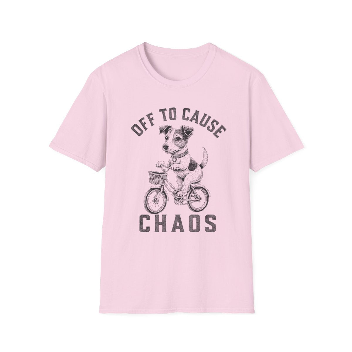 Bicycle Jack Russell Terrier Tee - Light Pink