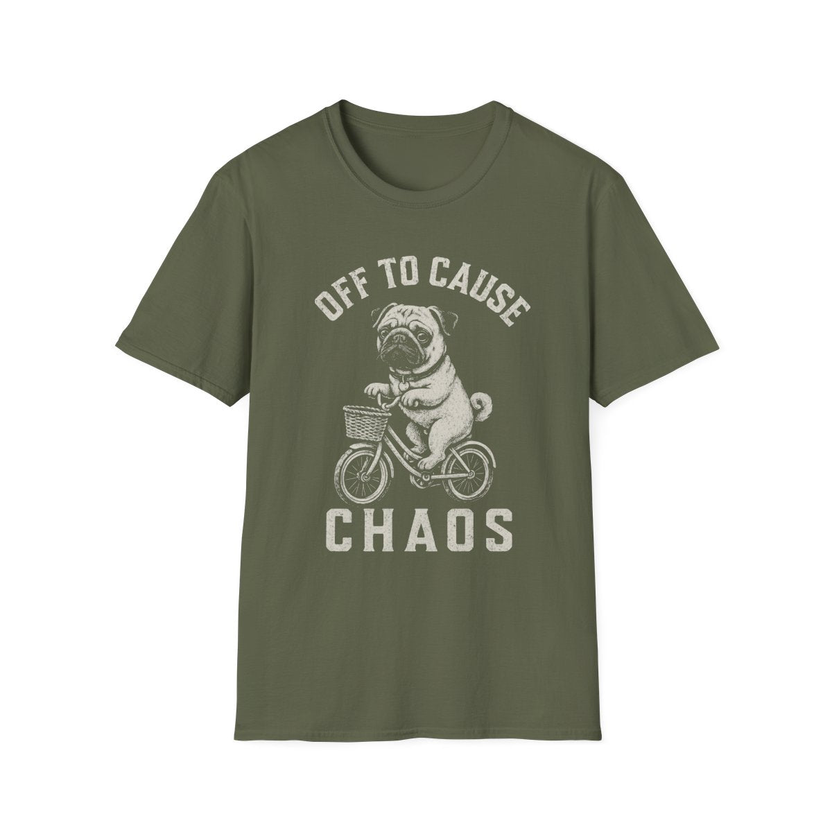 Bicycle Pug Tee - Military Green