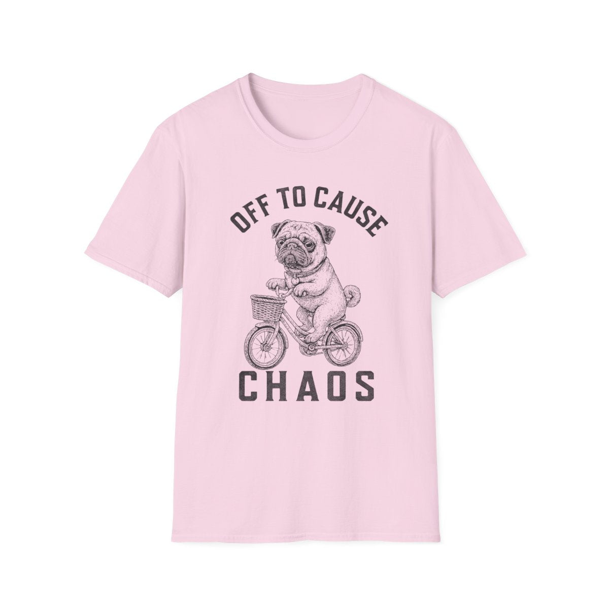 Bicycle Pug Tee - Light Pink