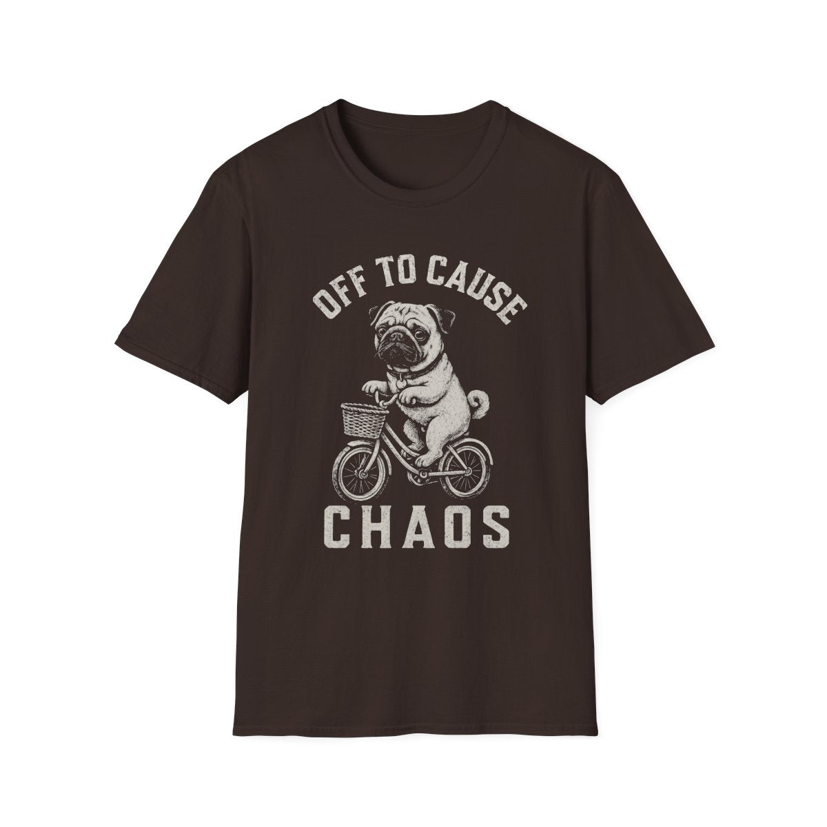 Bicycle Pug Tee - Dark Chocolate