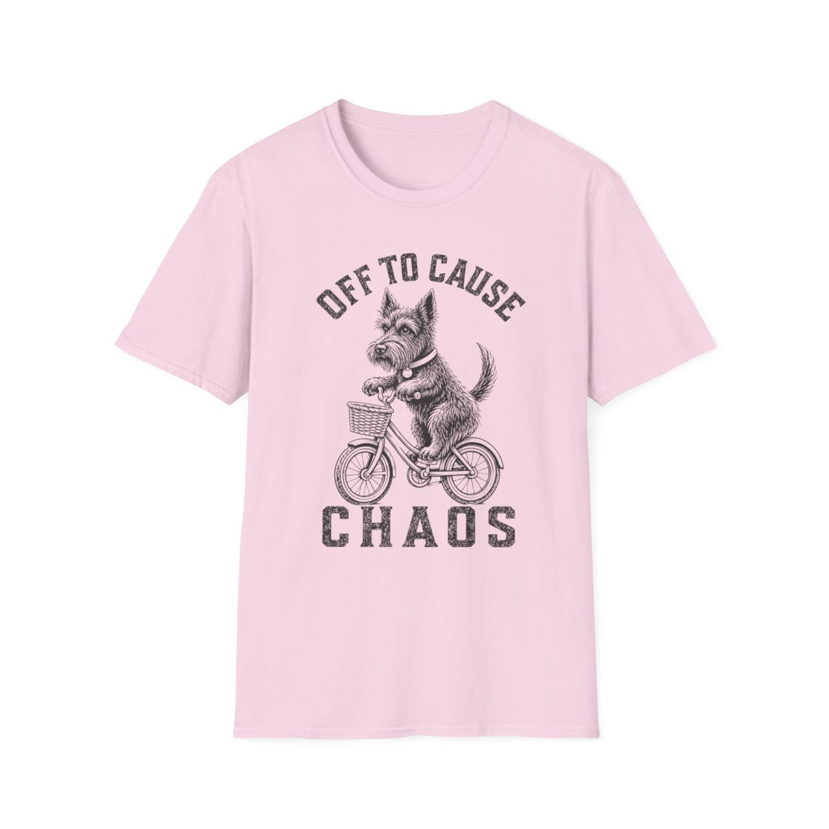 Bicycle Scottish Terrier Tee - Light Pink