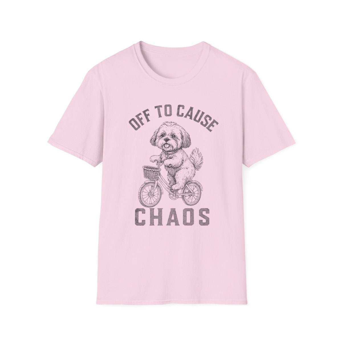 Bicycle Shih Tzu Tee - Light Pink