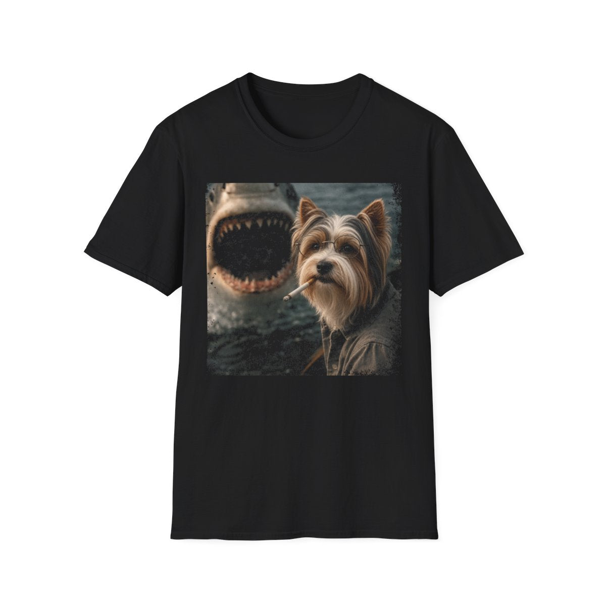 Biewer Terrier and Shark Tee - Black