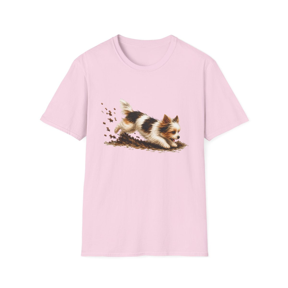 Biewer Terrier Excavating Mode On Tee - Light Pink