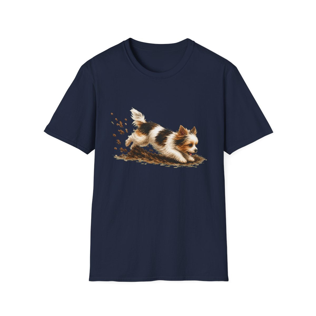 Biewer Terrier Excavating Mode On Tee - Navy
