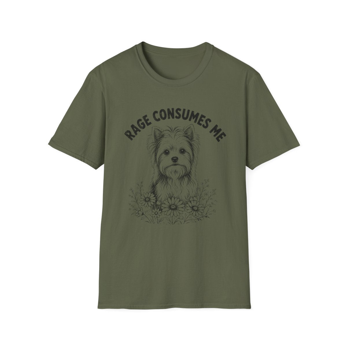 Biewer Terrier Rage Consumes Me Tee - Military Green