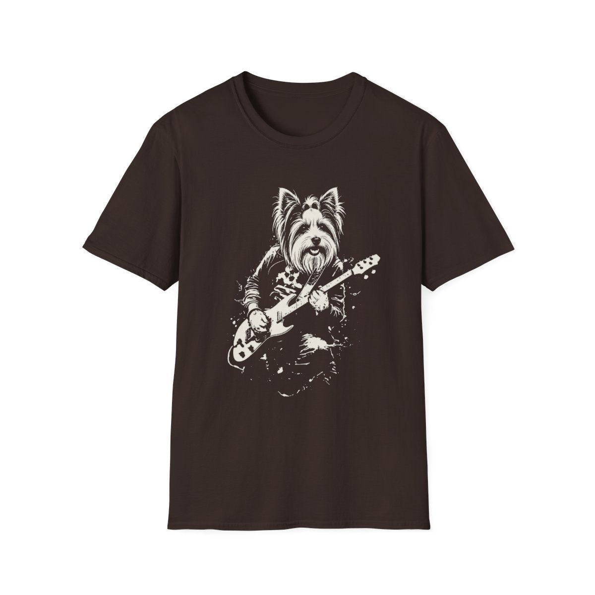 Biewer Terrier Rocking Guitar Tee - Dark Chocolate