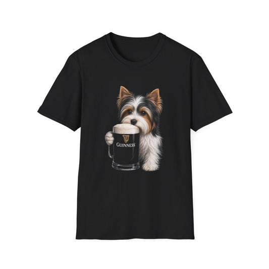 Biewer Terrier With A Pint Tee - Black