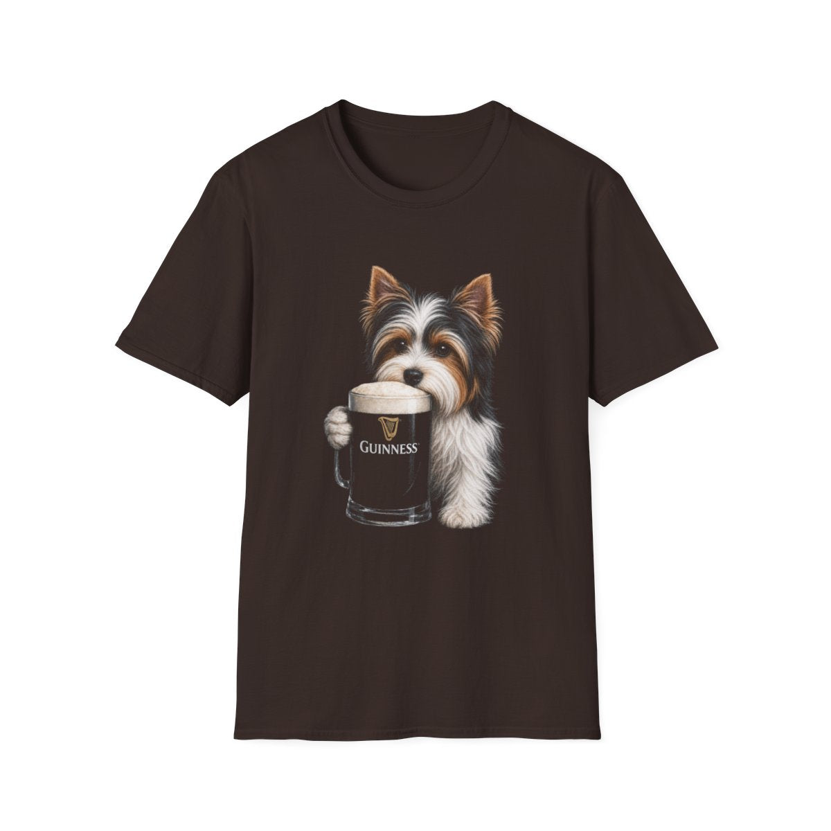 Biewer Terrier With A Pint Tee - Dark Chocolate