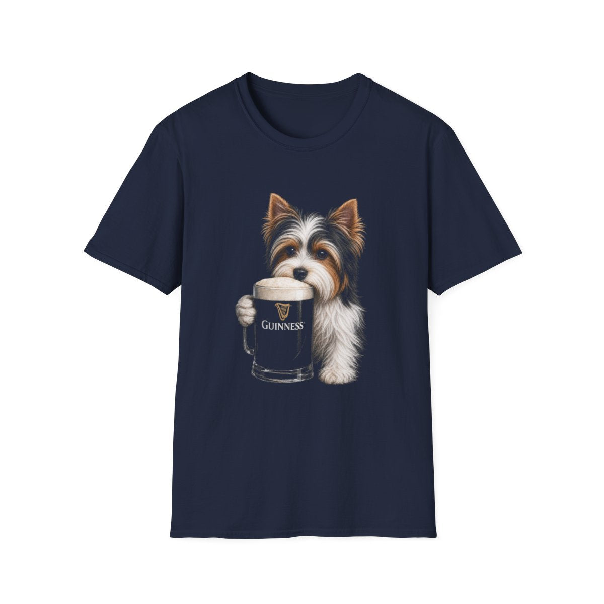Biewer Terrier With A Pint Tee - Navy