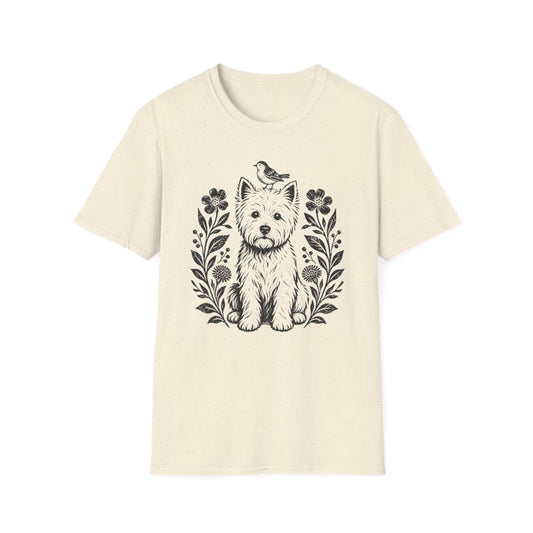 Bird On Head Westie Tee - Natural