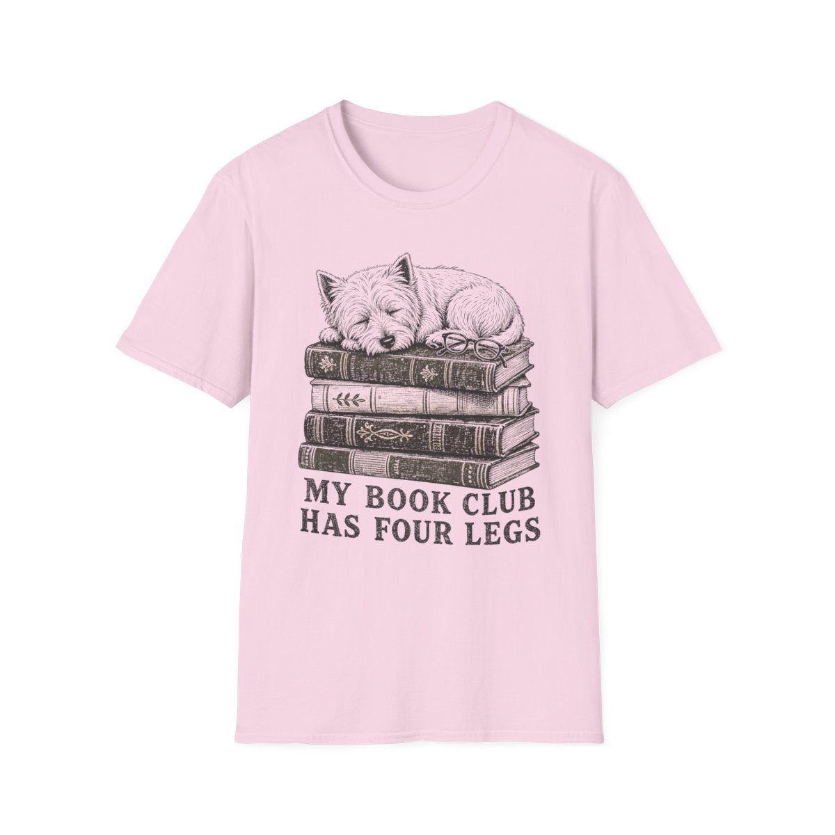 Book Club Westie Tee - Light Pink