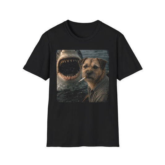 Border Terrier and Shark Tee - Black