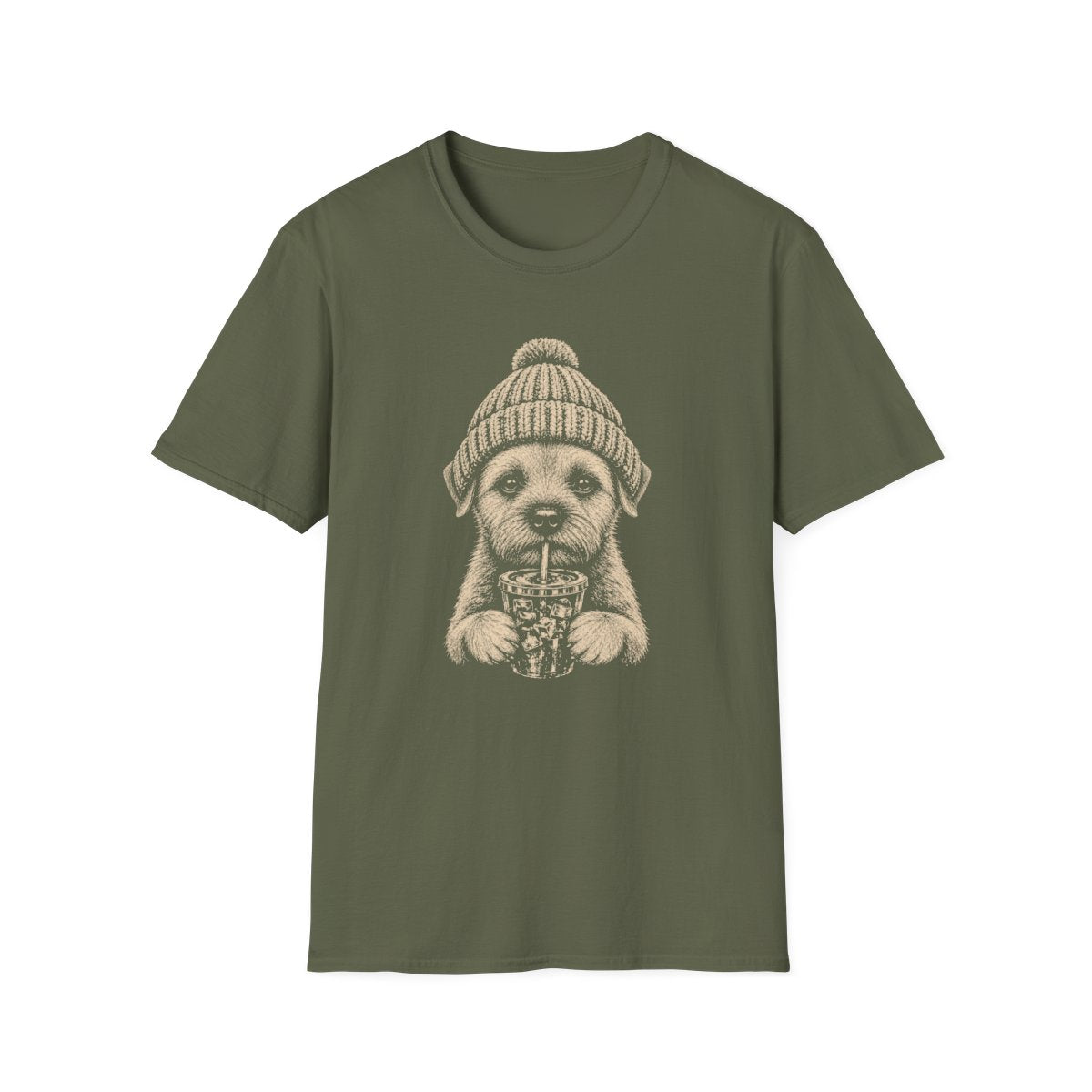 Border Terrier Cold Brew Tee - Military Green