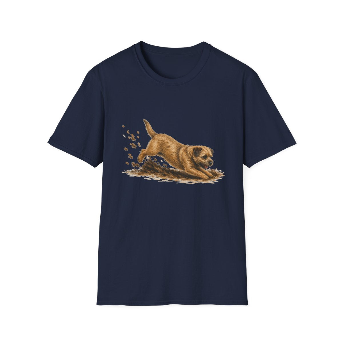 Border Terrier Excavating Mode On Tee - Navy