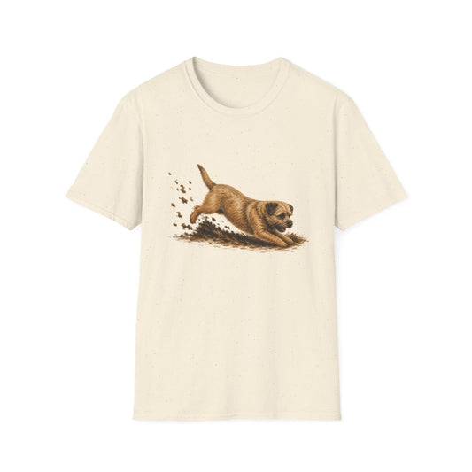 Border Terrier Excavating Mode On Tee - Natural