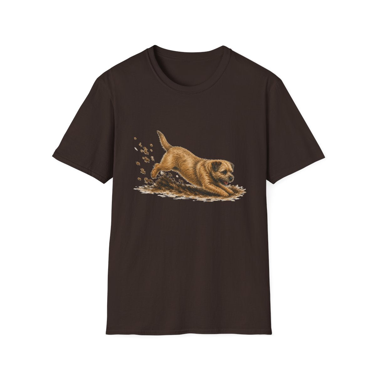 Border Terrier Excavating Mode On Tee - Dark Chocolate