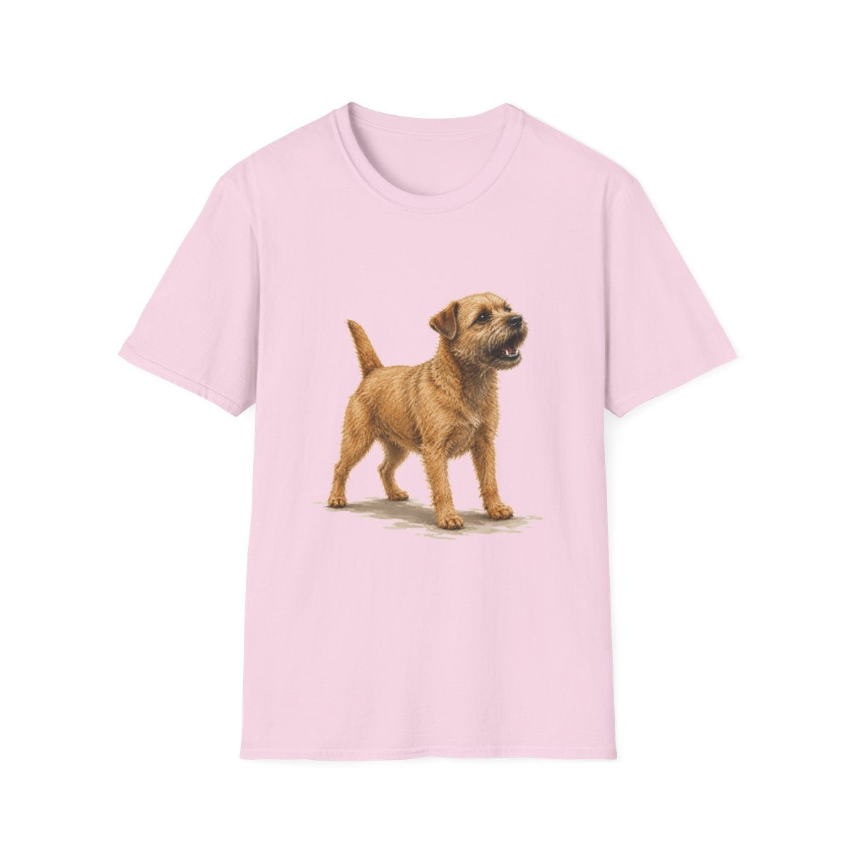 Border Terrier Head Of Security Tee - Light Pink