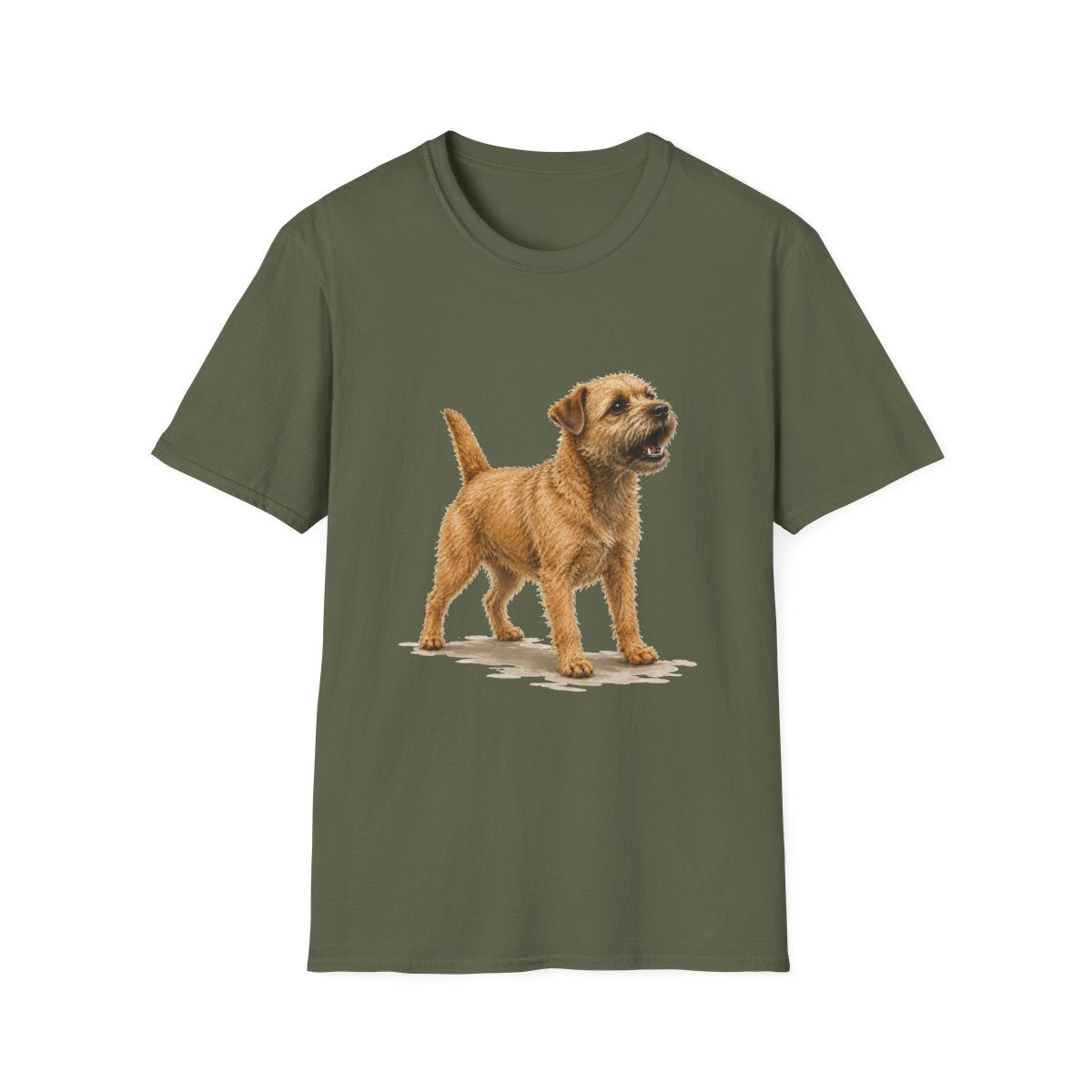 Border Terrier Head Of Security Tee - Military Green