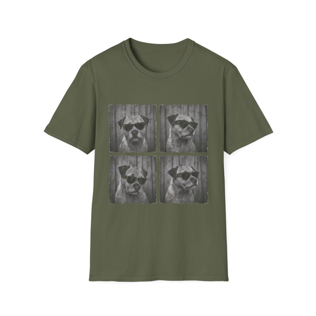 Border Terrier Photo Booth Tee - Military Green