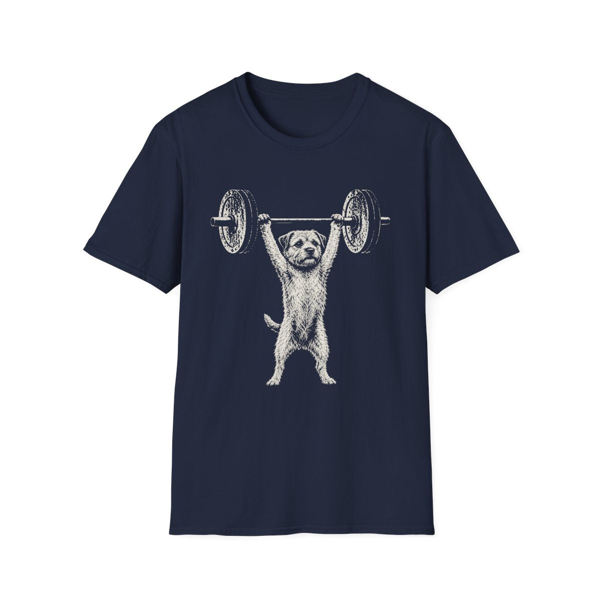 Border Terrier Powerlifting Tee - Navy
