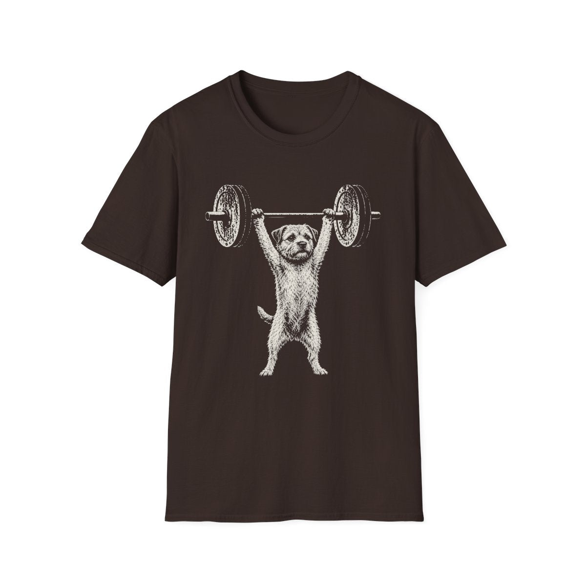 Border Terrier Powerlifting Tee - Dark Chocolate